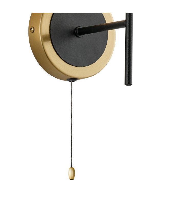 Plattsburgh Switched Wall Light 1 Light E14 IP44 15cm Round Glass Shade Brass Smoke Plated & Satin Black-5