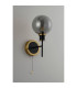 Plattsburgh Switched Wall Light 1 Light E14 IP44 15cm Round Glass Shade Brass Smoke Plated & Satin Black-7