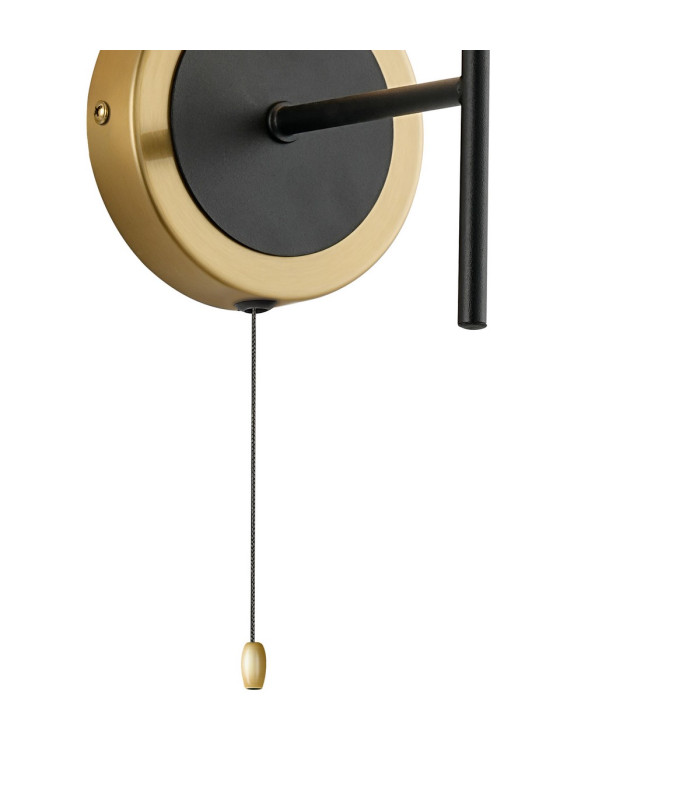 Plattsburgh Switched Wall Light 1 Light E14 IP44 15cm Round Speckled Glass Shade Brass White & Satin Black-5