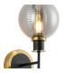 Plattsburgh Switched Wall Light E14 IP44 15cm Round Textured Smooth/Ribbed Glass Shade Brass Smoke Plated & Satin Black-6