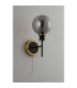 Plattsburgh Switched Wall Light E14 IP44 15cm Round Textured Smooth/Ribbed Glass Shade Brass Smoke Plated & Satin Black-7