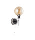 Plattsburgh Switched Wall Light 1 Light E14 IP44 15cm Round Glass Shade Satin Nickel Amber Plated & Satin Black-4
