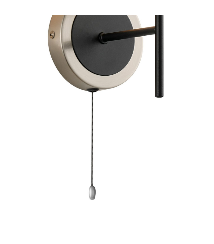 Plattsburgh Switched Wall Light 1 Light E14 IP44 15cm Round Glass Shade Satin Nickel Amber Plated & Satin Black-5