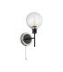 Plattsburgh Switched Wall Light 1 Light E14 IP44 15cm Round Crackled Glass Shade Satin Nickel Clear & Satin Black-4