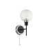 Plattsburgh Switched Wall Light E14 IP44 15cm Round Textured Crumple Glass Shade Satin Nickel Clear & Satin Black-4