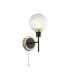 Plattsburgh Switched Wall Light E14 IP44 15cm Round Textured Diamond Pattern Glass Shade Satin Nickel Clear & Satin Black-1