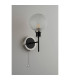Plattsburgh Switched Wall Light E14 IP44 15cm Round Textured Diamond Pattern Glass Shade Satin Nickel Clear & Satin Black-7