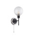Plattsburgh Switched Wall Light 1 Light E14 IP44 15cm Round Dimpled Glass Shade Satin Nickel Clear & Satin Black-4
