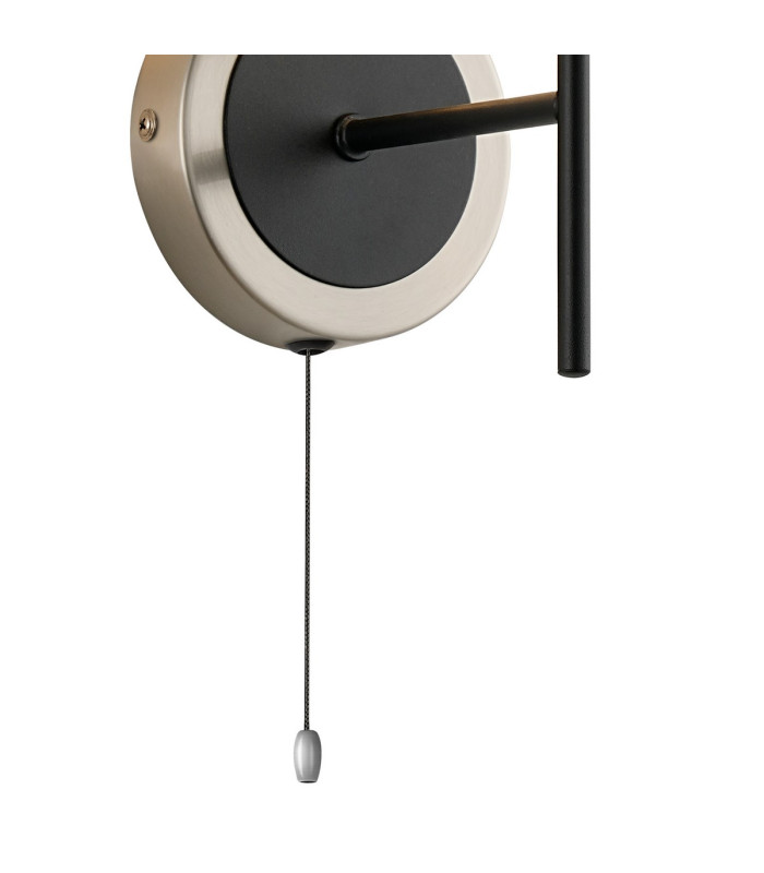 Plattsburgh Switched Wall Light 1 Light E14 IP44 15cm Round Dimpled Glass Shade Satin Nickel Clear & Satin Black-5