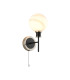 Plattsburgh Switched Wallx E14 IP44 15cm Round White & Grey Marble Effect Glass Shade Satin Nickel & Satin Black Framework-1