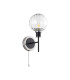 Plattsburgh Switched Wall Light E14 IP44 15cm Round Textured Melting Glass Shade Satin Nickel Clear & Satin Black-4
