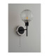 Plattsburgh Switched Wall Light E14 IP44 15cm Round Textured Melting Glass Shade Satin Nickel Clear & Satin Black-7