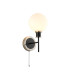 Plattsburgh Switched Wall Light 1 Light E14 IP44 15cm Round Glass Shade Satin Nickel Opal & Satin Black-1