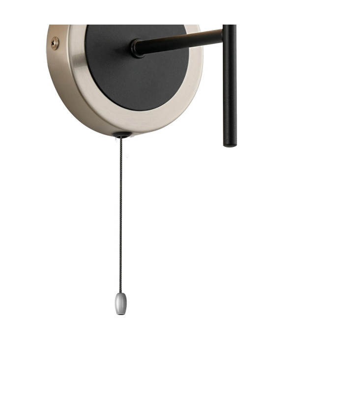 Plattsburgh Switched Wall Light 1 Light E14 IP44 15cm Round Glass Shade Satin Nickel Opal & Satin Black-5