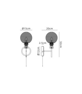 Plattsburgh Switched Wall Light 1 Light E14 IP44 15cm Round Ribbed Glass Shade Satin Nickel Clear & Satin Black-2