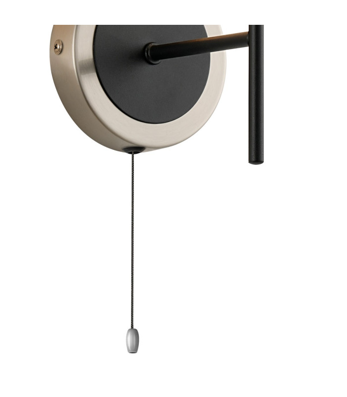 Plattsburgh Switched Wall Light 1 Light E14 IP44 15cm Round Segment Glass Shade Satin Nickel Amber Plated & Satin Black-5