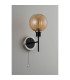 Plattsburgh Switched Wall Light 1 Light E14 IP44 15cm Round Segment Glass Shade Satin Nickel Amber Plated & Satin Black-7