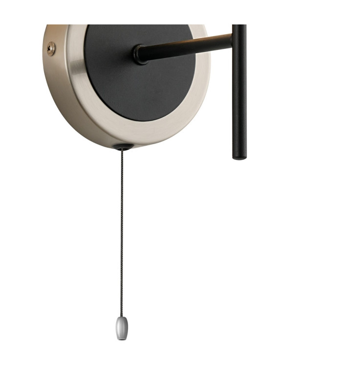 Plattsburgh Switched Wall Light 1 Light E14 IP44 15cm Round Segment Glass Shade Satin Nickel Clear & Satin Black-5