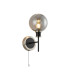 Plattsburgh Switched Wall Light 1 Light E14 IP44 15cm Round Segment Glass Shade Satin Nickel Smoke Plated & Satin Black-1