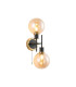 Plattsburgh Switched Wall Light 2 Light E14 IP44 15cm Round Glass Shade Brass Amber Plated & Satin Black-1