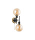 Plattsburgh Switched Wall Light 2 Light E14 IP44 15cm Round Glass Shade Brass Amber Plated & Satin Black-4