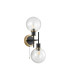 Plattsburgh Switched Wall Light 2 Light E14 IP44 15cm Round Glass Shade Brass Clear & Satin Black-3