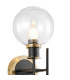 Plattsburgh Switched Wall Light 2 Light E14 IP44 15cm Round Glass Shade Brass Clear & Satin Black-4