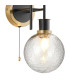 Plattsburgh Switched Wall Light 2 Light E14 IP44 15cm Round Crackled Glass Shade Brass Clear & Satin Black-6