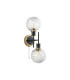 Plattsburgh Switched Wall Light 2 Light E14 IP44 15cm Round Textured Crumple Glass Shade Brass Clear & Satin Black-4