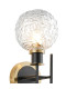 Plattsburgh Switched Wall Light 2 Light E14 IP44 15cm Round Textured Crumple Glass Shade Brass Clear & Satin Black-5