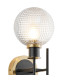 Plattsburgh Switched Wall Light Twin E14 IP44 15cm Round Textured Diamond Pattern Glass Shade Brass Clear & Satin Black-5