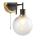 Plattsburgh Switched Wall Light 2 Light E14 IP44 15cm Round Dimpled Glass Shade Brass Clear & Satin Black-6