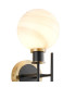 Plattsburgh Switched Wall Light Twin E14 IP44 15cm Round White & Grey Marble Effect Glass Shade Brass & Satin Black-5