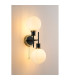 Plattsburgh Switched Wall Light 2 Light E14 IP44 15cm Round Glass Shade Brass Opal & Satin Black-3