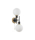 Plattsburgh Switched Wall Light 2 Light E14 IP44 15cm Round Glass Shade Brass Opal & Satin Black-4