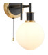 Plattsburgh Switched Wall Light 2 Light E14 IP44 15cm Round Glass Shade Brass Opal & Satin Black-6