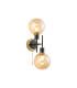 Plattsburgh Switched Wall Light 2 Light E14 IP44 15cm Round Segment Glass Shade Brass Amber Plated & Satin Black-1