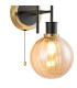 Plattsburgh Switched Wall Light 2 Light E14 IP44 15cm Round Segment Glass Shade Brass Amber Plated & Satin Black-6