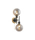Plattsburgh Switched Wall Light 2 Light E14 IP44 15cm Round Segment Glass Shade Brass Smoke Plated & Satin Black-1