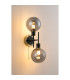 Plattsburgh Switched Wall Light 2 Light E14 IP44 15cm Round Segment Glass Shade Brass Smoke Plated & Satin Black-3