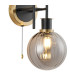 Plattsburgh Switched Wall Light 2 Light E14 IP44 15cm Round Segment Glass Shade Brass Smoke Plated & Satin Black-6