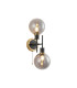 Plattsburgh Switched Wall Light 2 Light E14 IP44 15cm Round Glass Shade Brass Smoke Plated & Satin Black-1