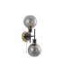 Plattsburgh Switched Wall Light 2 Light E14 IP44 15cm Round Glass Shade Brass Smoke Plated & Satin Black-4