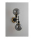 Plattsburgh Switched Wall Light 2 Light E14 IP44 15cm Round Glass Shade Brass Smoke Plated & Satin Black-7