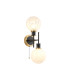 Plattsburgh Switched Wall Light 2 Light E14 IP44 15cm Round Speckled Glass Shade Brass White & Satin Black-1