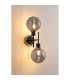 Plattsburgh Switched Wall Light 2x E14 IP44 15cm Textured Smooth/Ribbed Glass Shade Brass Smoke Plated & Satin Black-3