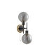 Plattsburgh Switched Wall Light 2x E14 IP44 15cm Textured Smooth/Ribbed Glass Shade Brass Smoke Plated & Satin Black-4
