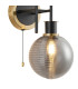 Plattsburgh Switched Wall Light 2x E14 IP44 15cm Textured Smooth/Ribbed Glass Shade Brass Smoke Plated & Satin Black-6