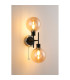 Plattsburgh Switched Wall Light 2 Light E14 IP44 15cm Round Glass Shade Satin Nickel Amber Plated & Satin Black-3