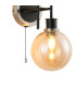 Plattsburgh Switched Wall Light 2 Light E14 IP44 15cm Round Glass Shade Satin Nickel Amber Plated & Satin Black-6